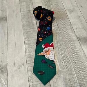 SOLD Men's Christmas Santa Golf Themed Tie By Hallmark Festive Holiday